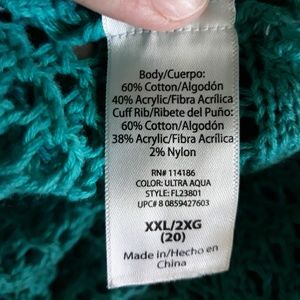 Faded Glory Sweaters - Adorable Aqua shrug, XXL/20 Faded Glory Sweaters - Adorable Aqua shrug, XXL/20
